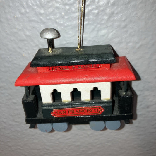 San Francisco Cable Trolley Car Wood Vintage Xmas Ornament Powell Market Street