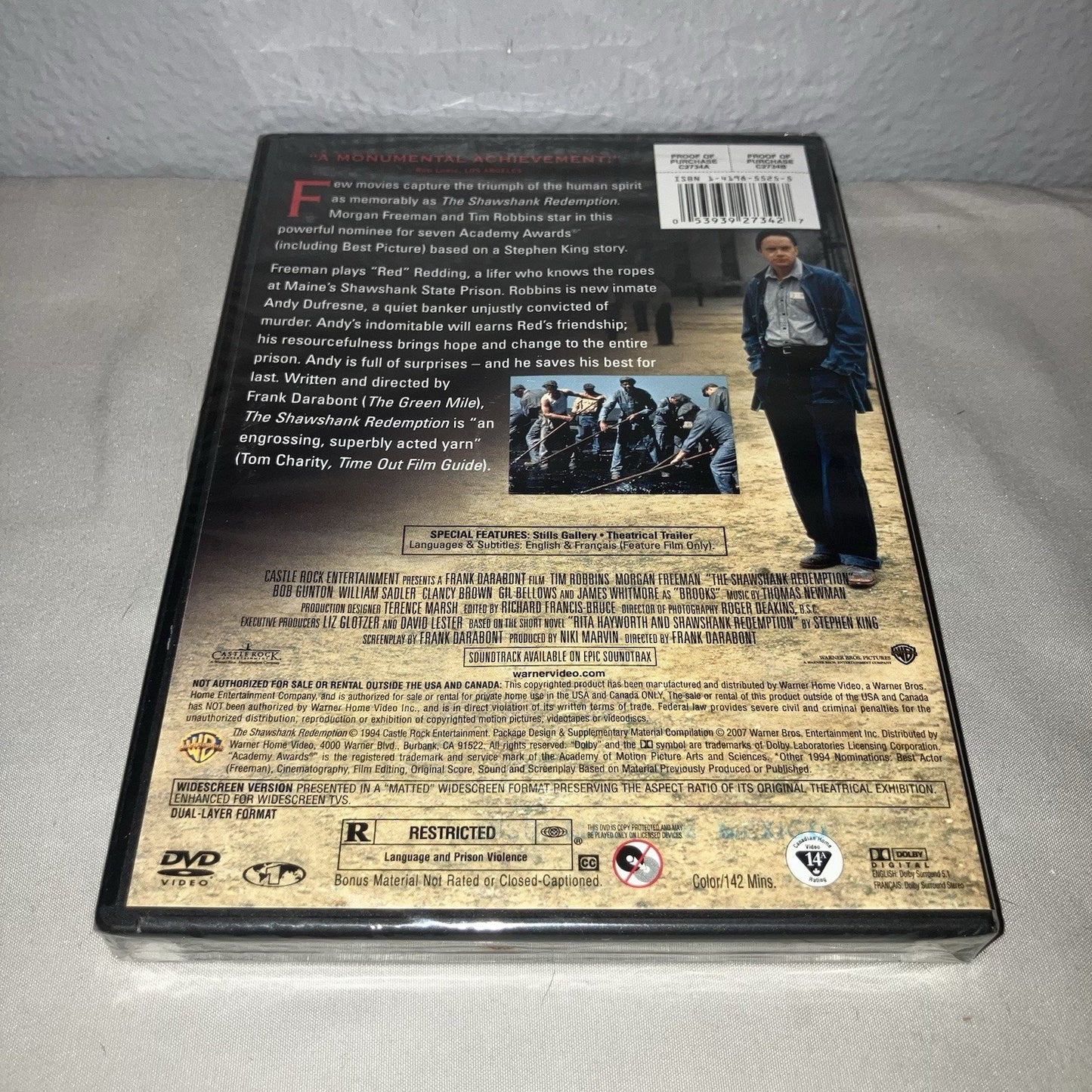 Dvd Sealed New Nwt The Shawshank Redemption 1994 Film Tim Robbins Morgan Freeman