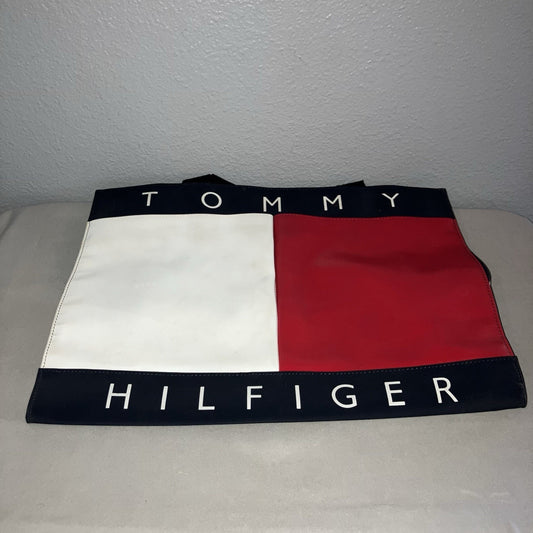 Tommy Hilfiger Flag Logo Very Big Large Tote Purse Bag Used In Good Condition