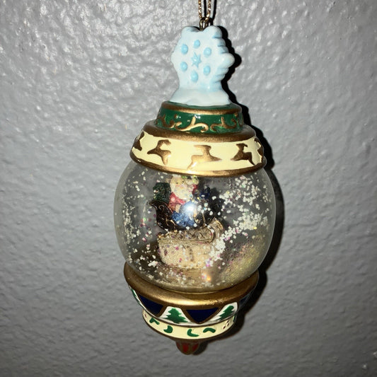 Vintage Kirkland Signature Waterglobe Santa With Gift Sack Ornament Snow Globe