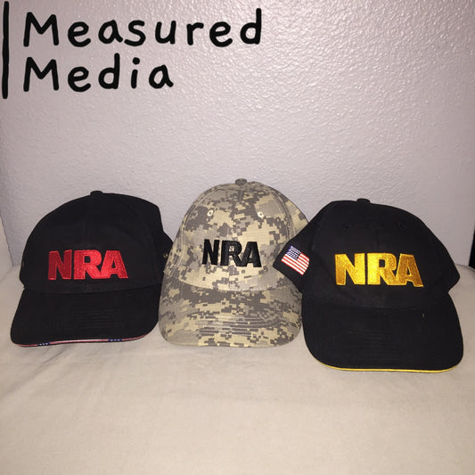 Nra Hat Bundle Lot Red Logo USA Brim / Yellow Logo Flag On Side + Desert Camo