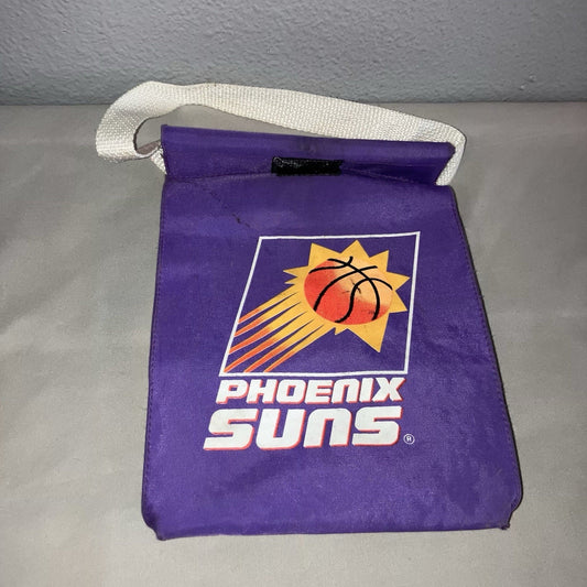 Vintage 90s Phoenix Suns NBA Purple Vinyl Insulated Roll Up Lunch Bag Box Pail