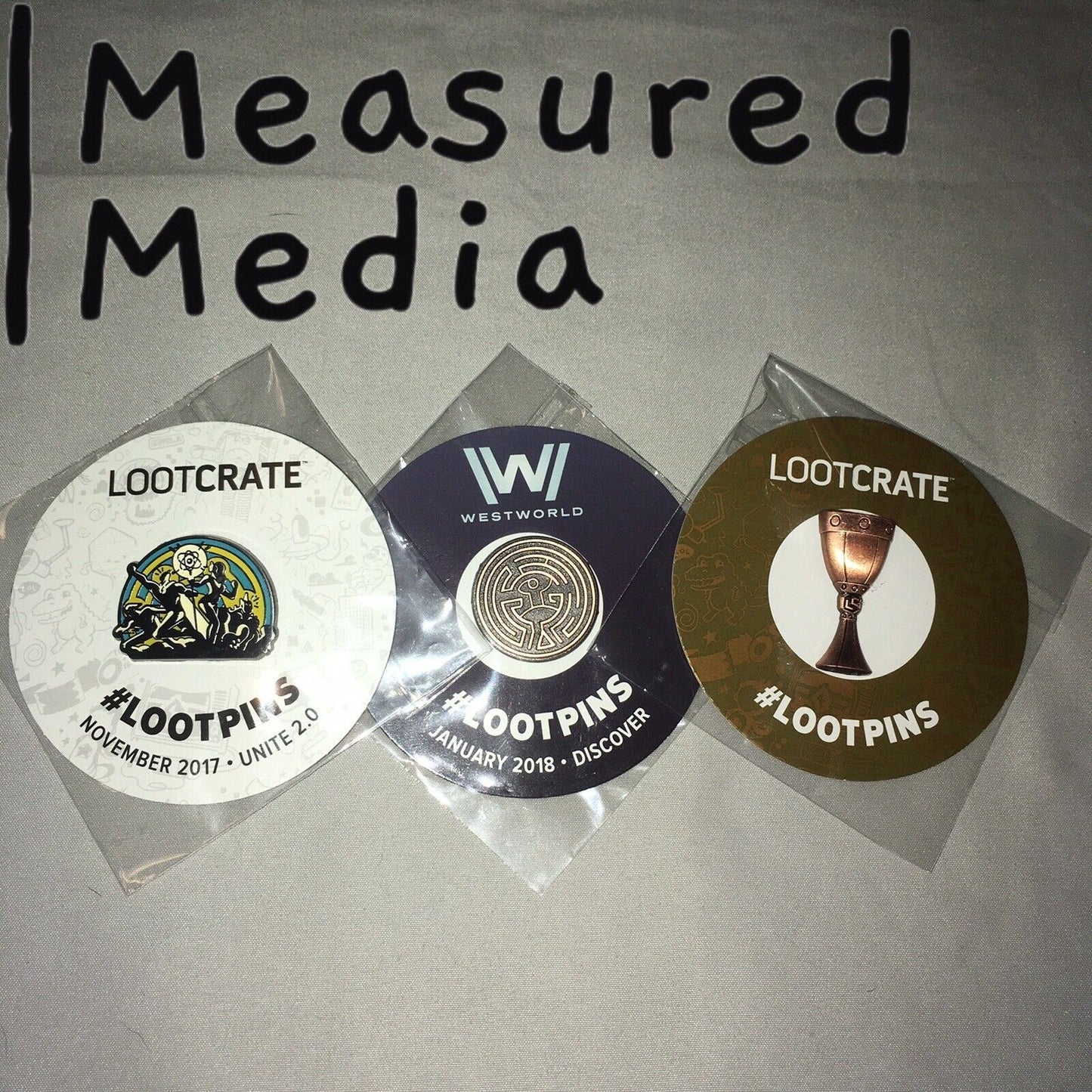 Collectible Sealed New Loot crate 3 Pin Lot Westworld Maze Unite 2 Bronze Trophy