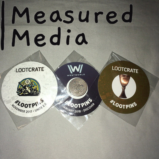 Collectible Sealed New Loot crate 3 Pin Lot Westworld Maze Unite 2 Bronze Trophy