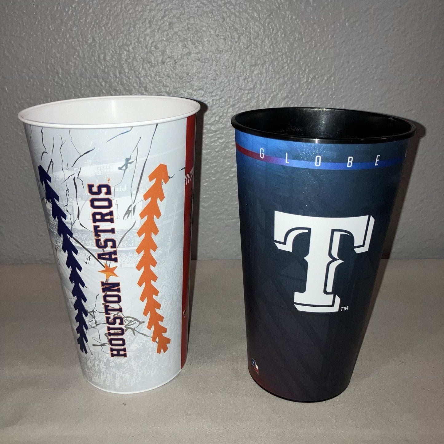 Houston Astros 2017 / 2022 Champions + Texas Rangers 32 oz Stadium Cup Bundle