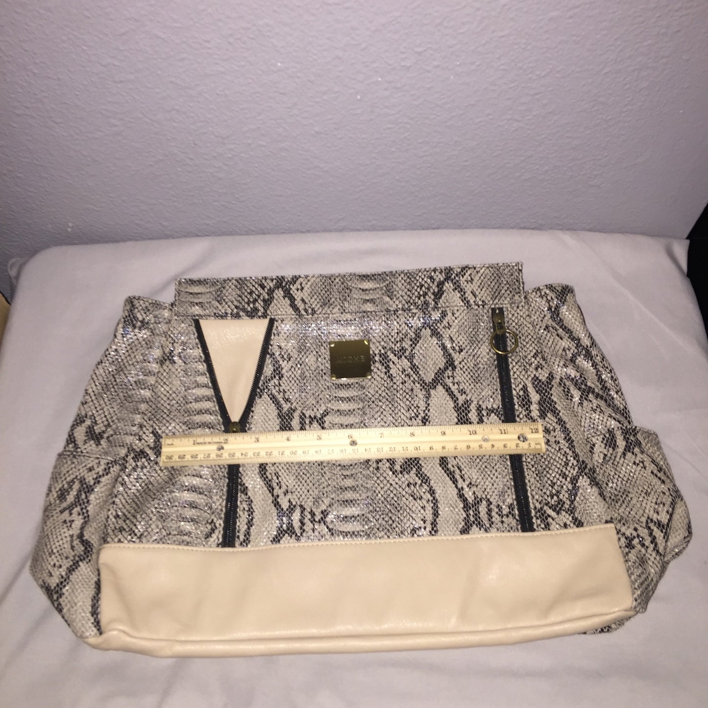 Bag Womens Purse Miche Leslie Retired Faux Snakeskin Animal Print Full Size Tote