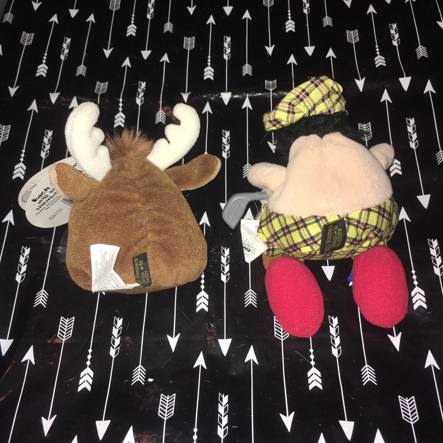 PLUSH Silly Slammers Vintage 1 NWT Working Reindeer 1 Non-Working Angry Golfer