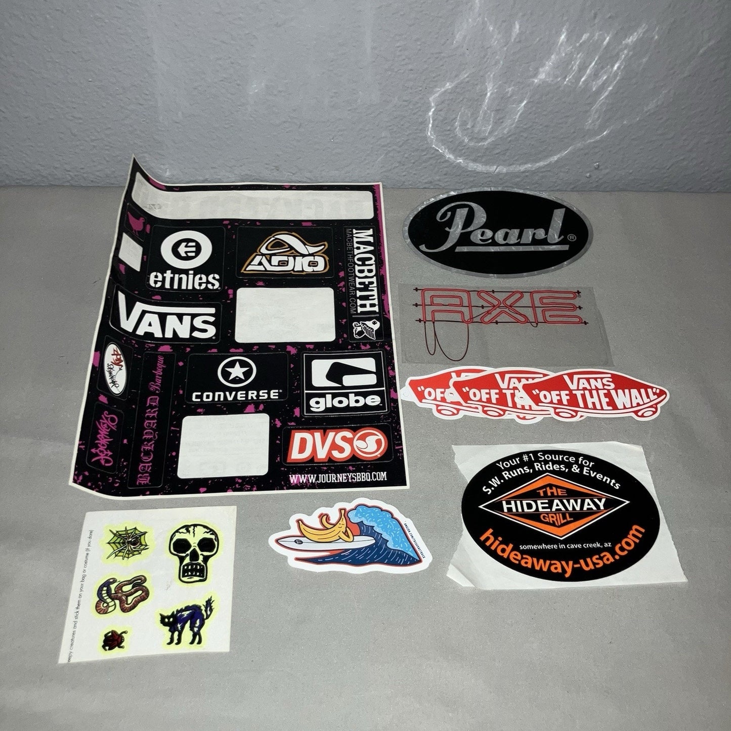20+ Stickers Lot Skateboard Shoe Brands Vans Dvs Etnies Adio Converse Globe Axe