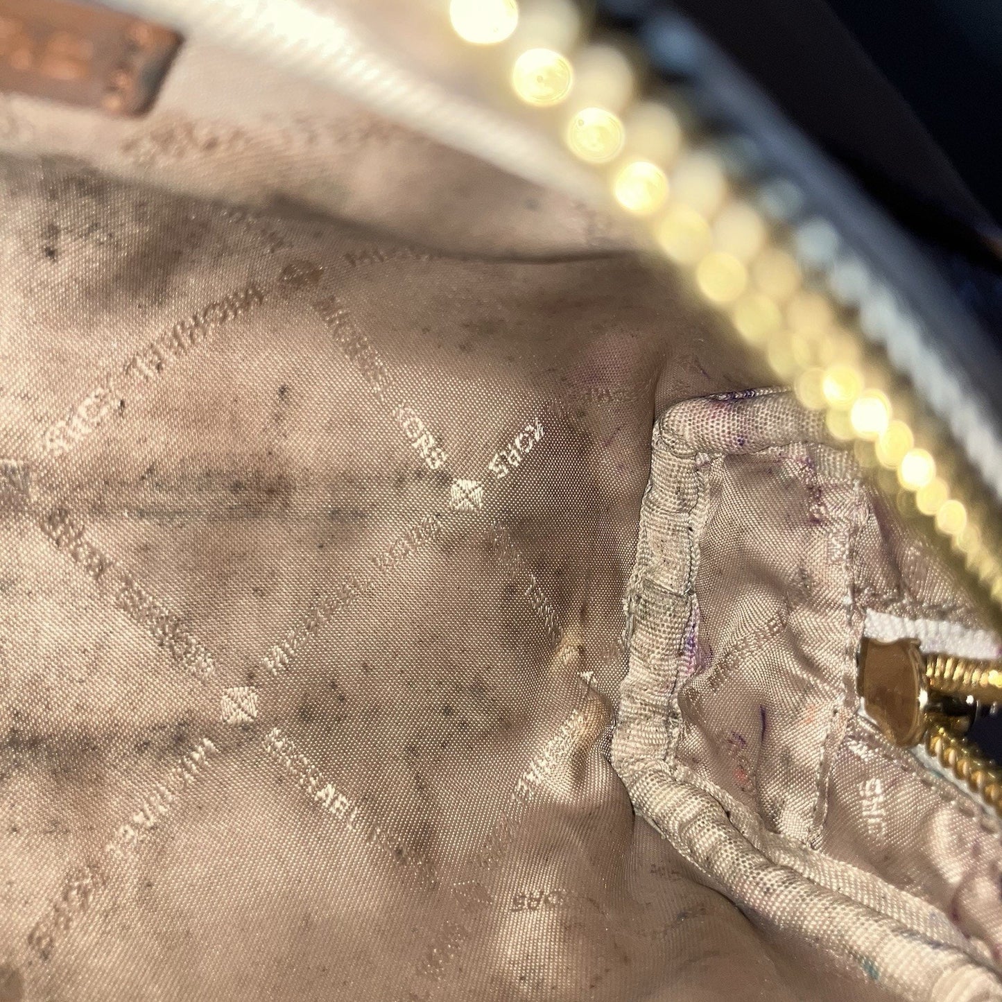 Bag Michael Kors Medium Pencil Case Makeup Cosmetic Case Vanilla Used See Pics