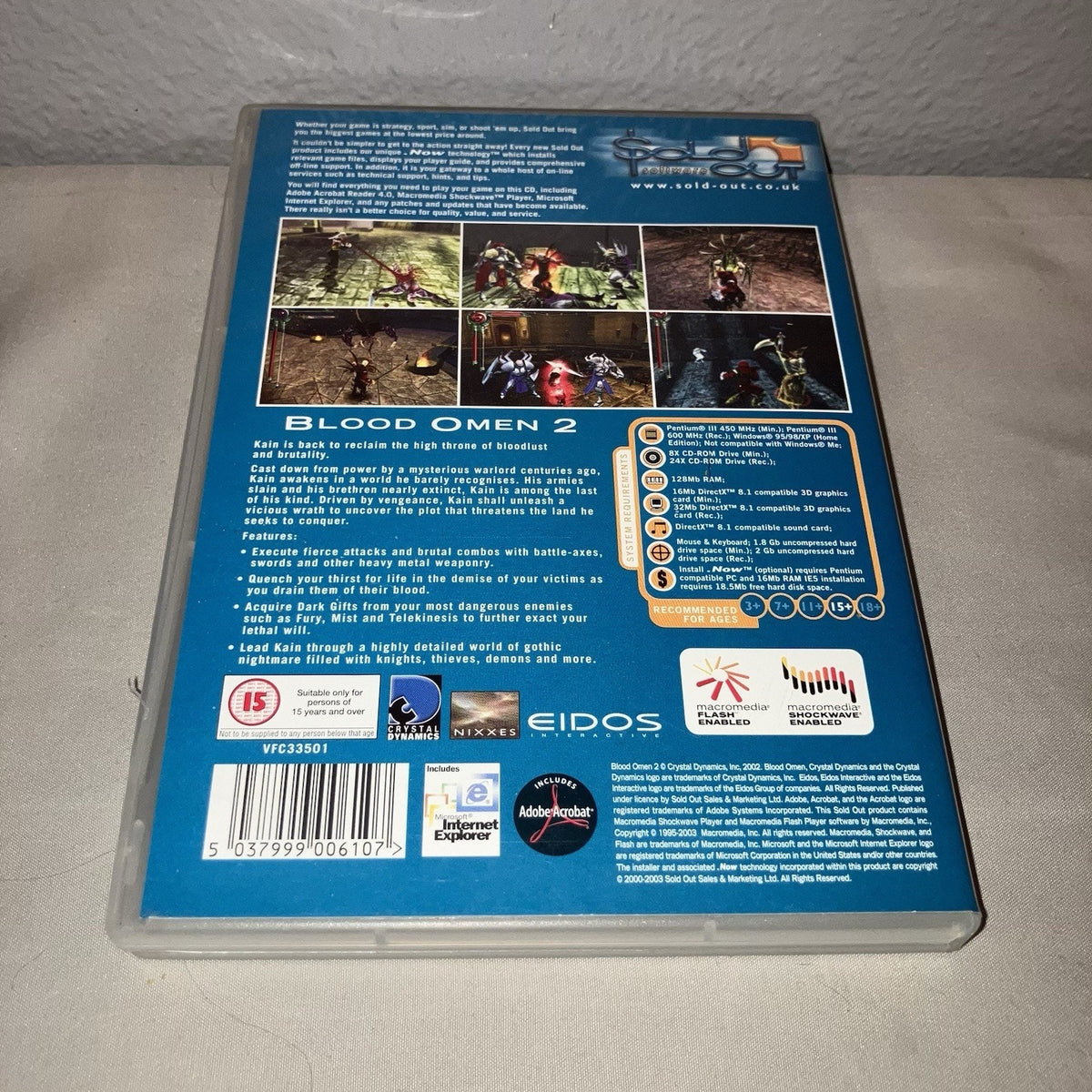 Pc Game Used Legacy of Kain Blood Omen 2 Windows 2002 *European Euro Version*