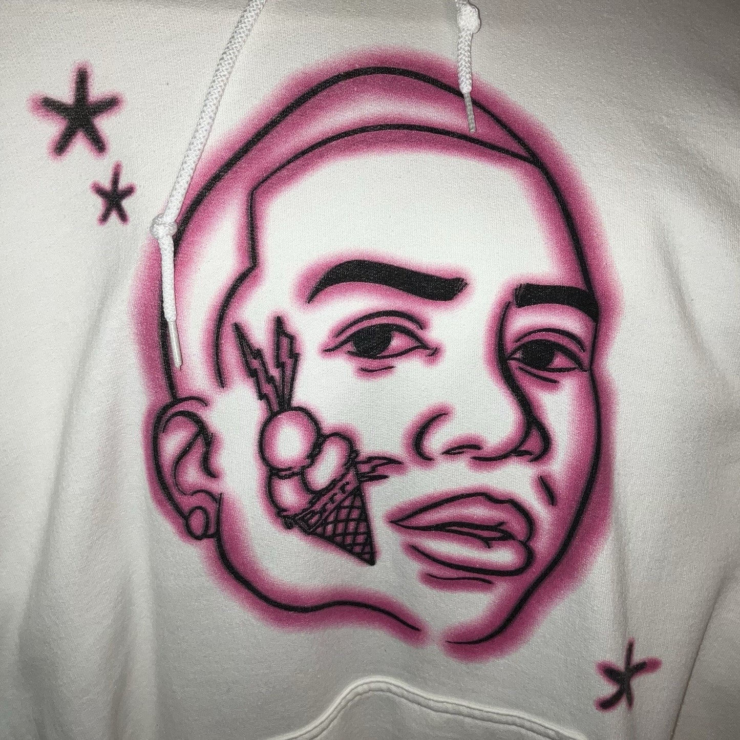 Superrradical White / Pink Large Size Gucci Mane Hoodie Sweatshirt Barely Used