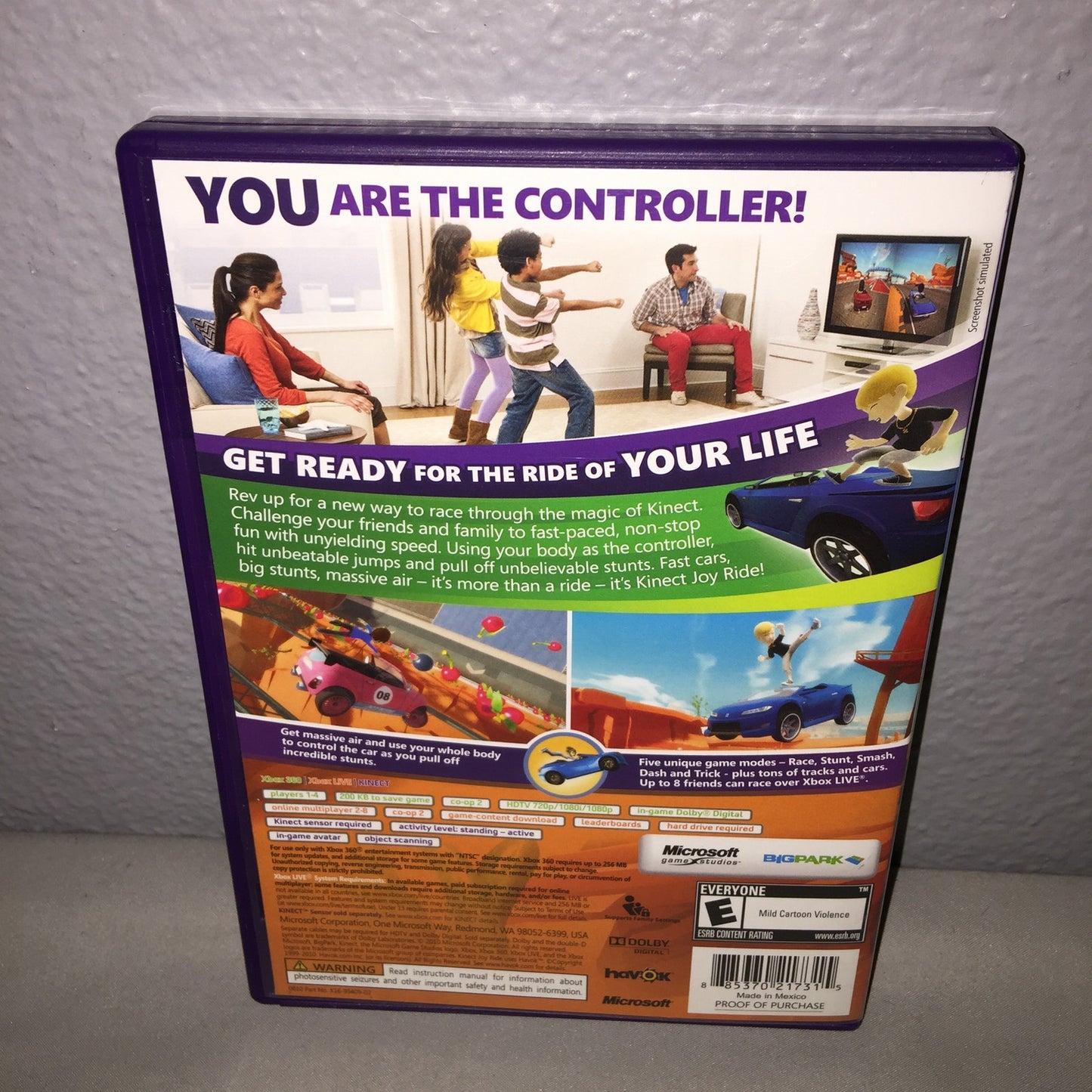 Xbox 360 Used Cib Kinect Joy Ride Game W Calibration Card *Near Perfect Disc*