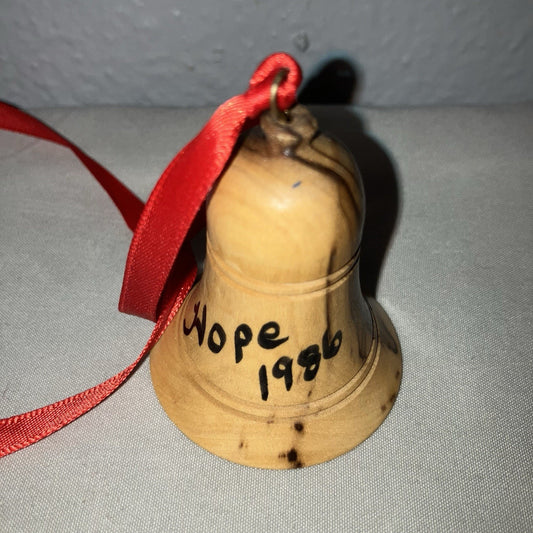 Vintage 1986 Small Wood Bell From Bethlehem Made In Israel Interesting Decor