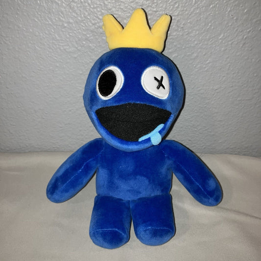 Plush Rainbow Friends Blue Plush Toy with Crown and Button Eye 2023 Good Shape