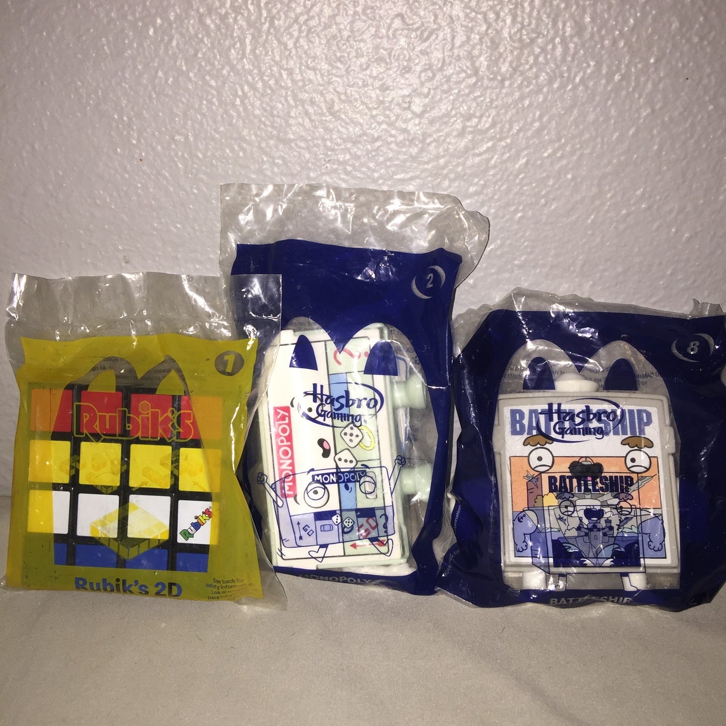 New Monopoly / Battleship + Rubiks 2D Puzzle McDonald's Figure FF Toy Lot Sealed