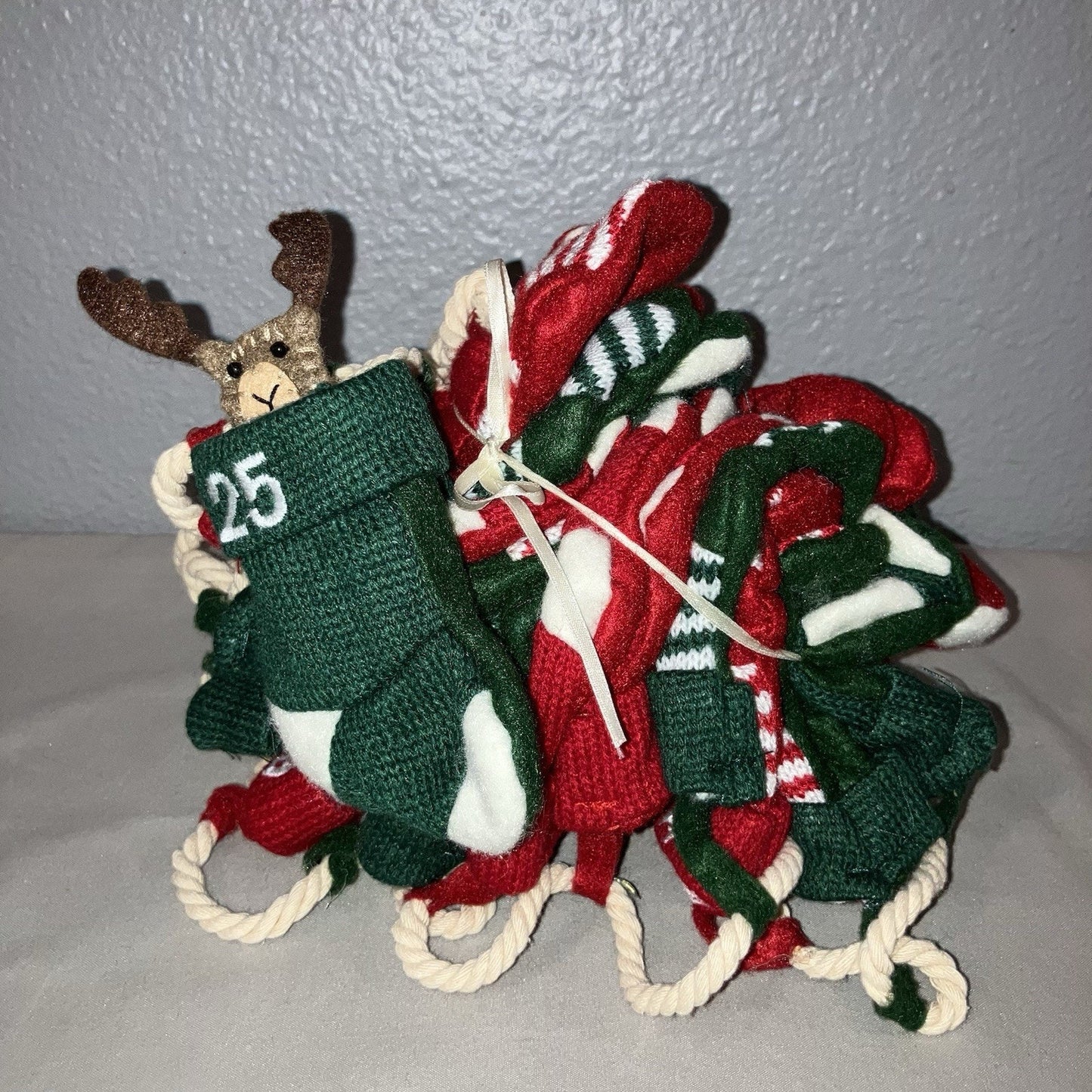 Vintage 25 Days Of Christmas Mini Stocking Mantle Advent Calender Xmas Ornament