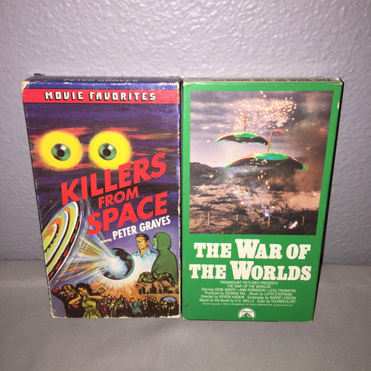 Vhs Used B&W 1950s 50s Killers From Space / The War Of The Worlds Tape Bundle