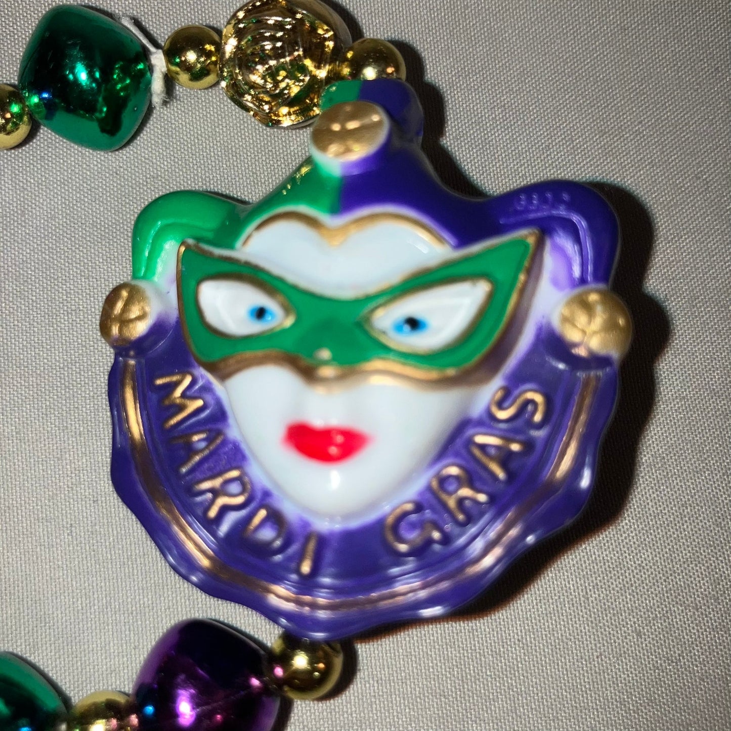 Joker Jester Mardi Gras New Orleans Vintage Bbd Two Side Stretch Bead Bracelet