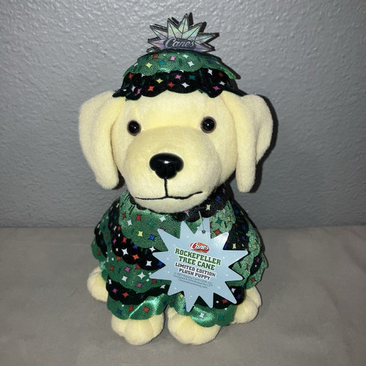 New Nwt Raising Canes Rockefeller Xmas Tree Cane Puppy Dog 2023 Holiday Plush