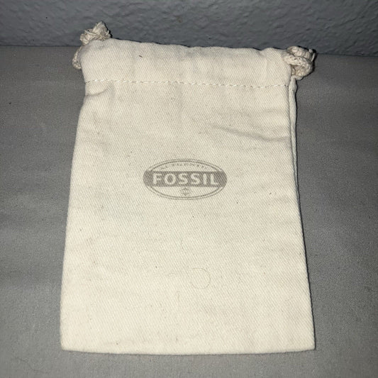Fossil Watch Accessory Bag Light Khaki Linen Jewelry Pouch Small Size Fits Watch
