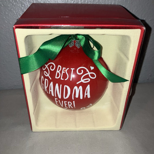 Dennis East International Best Grandma Ever Red Christmas Ornament Bulb Used