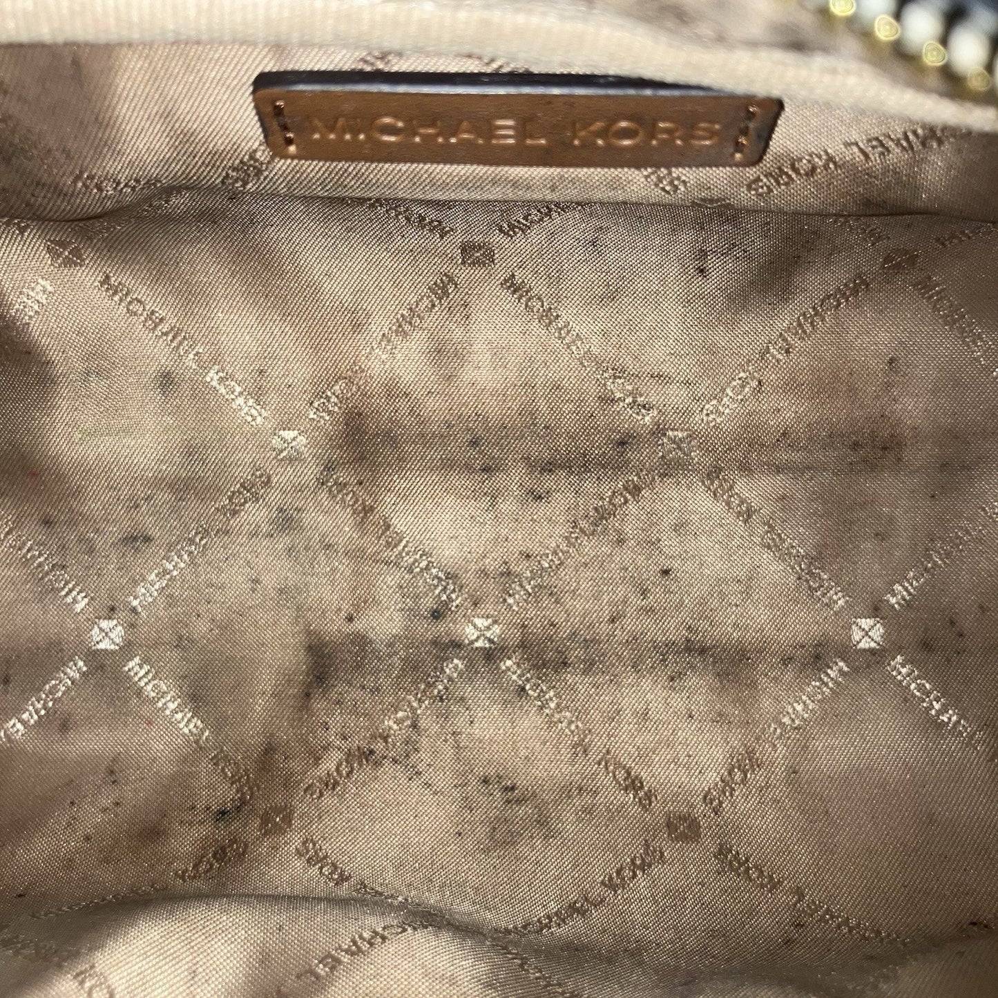 Bag Michael Kors Medium Pencil Case Makeup Cosmetic Case Vanilla Used See Pics