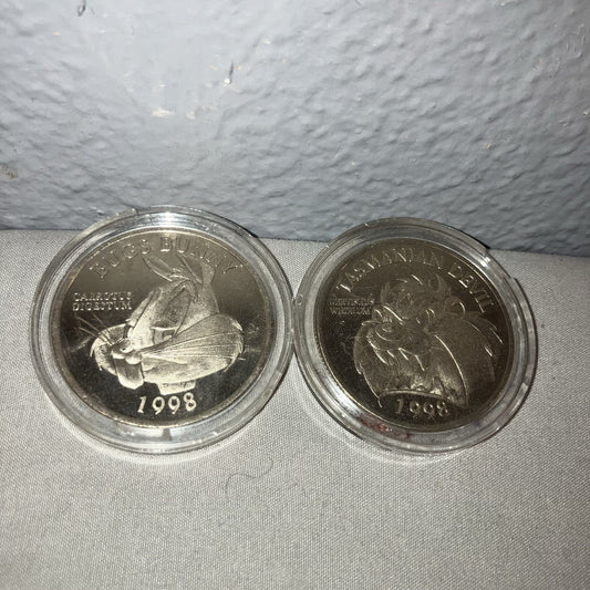 Collectible Coin Lot Bugs Bunny Carrotus Digestium / Taz Dervishus Whirlum