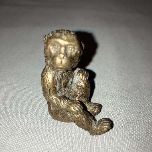 Brass Or Bronze Monkey Miniature Mini Small Figurine *Used Please View Pictures*
