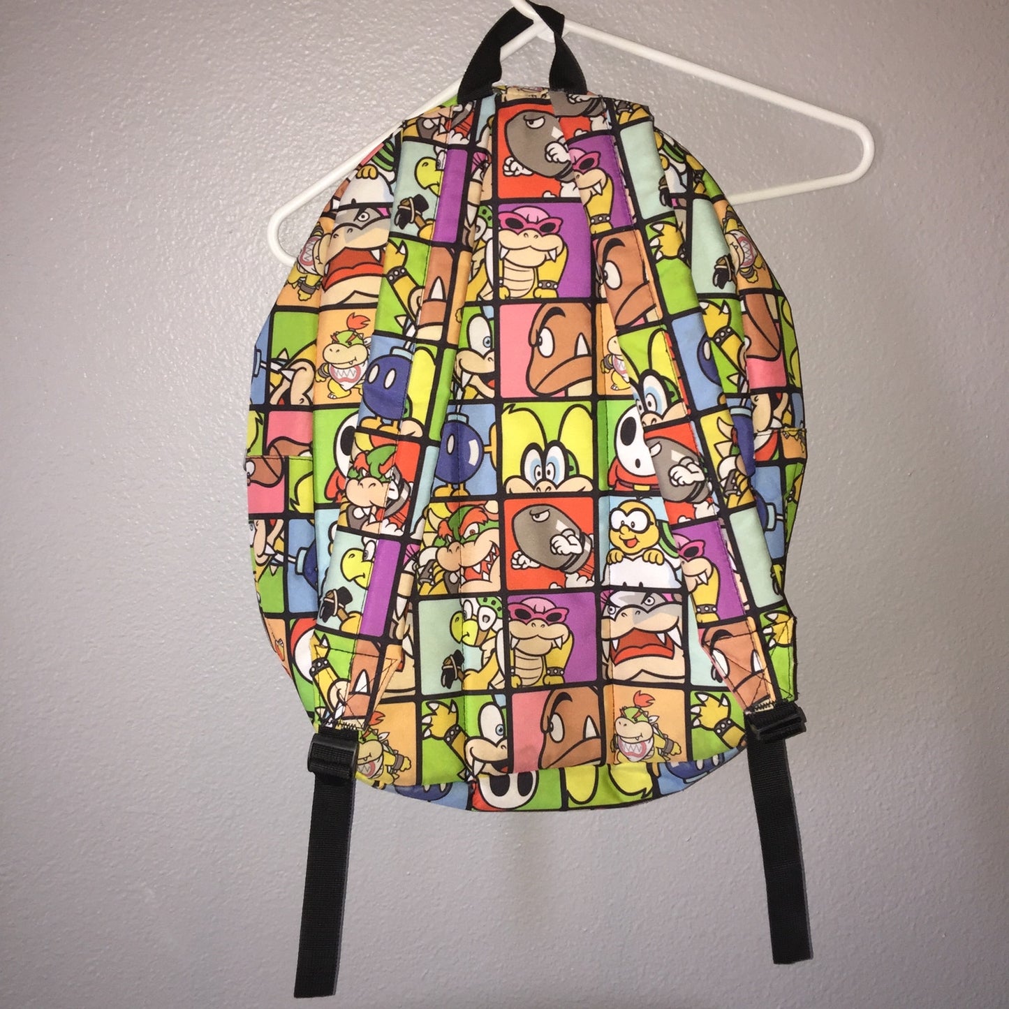 Super Mario Villains Backpack Grid Pop Art Style Full Size School Back Bag Used