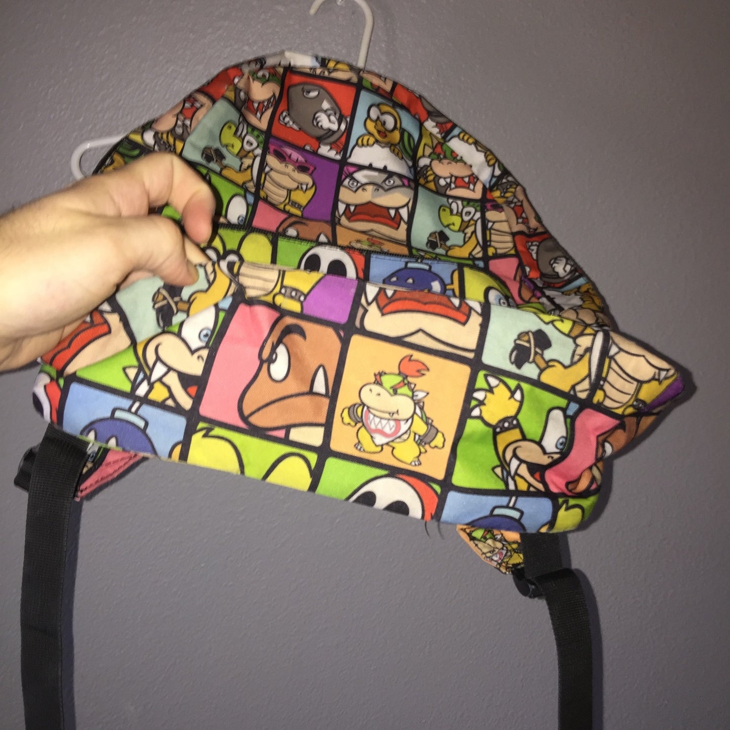 Super Mario Villains Backpack Grid Pop Art Style Full Size School Back Bag Used
