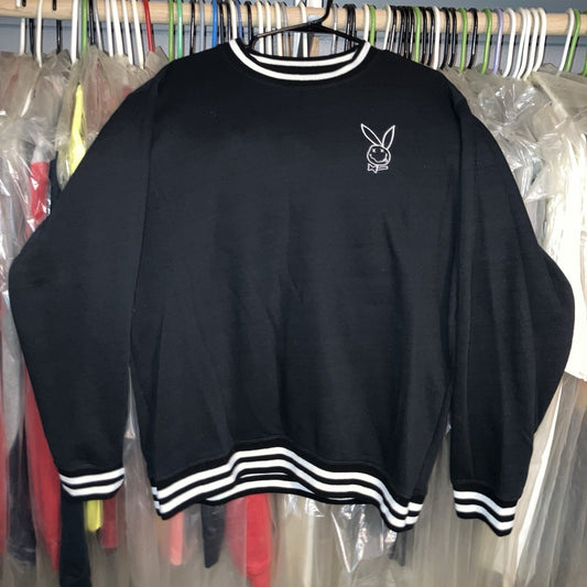 Superrradical Black Large Size Playboy Nirvana Sweatshirt Embroidered Logo Used