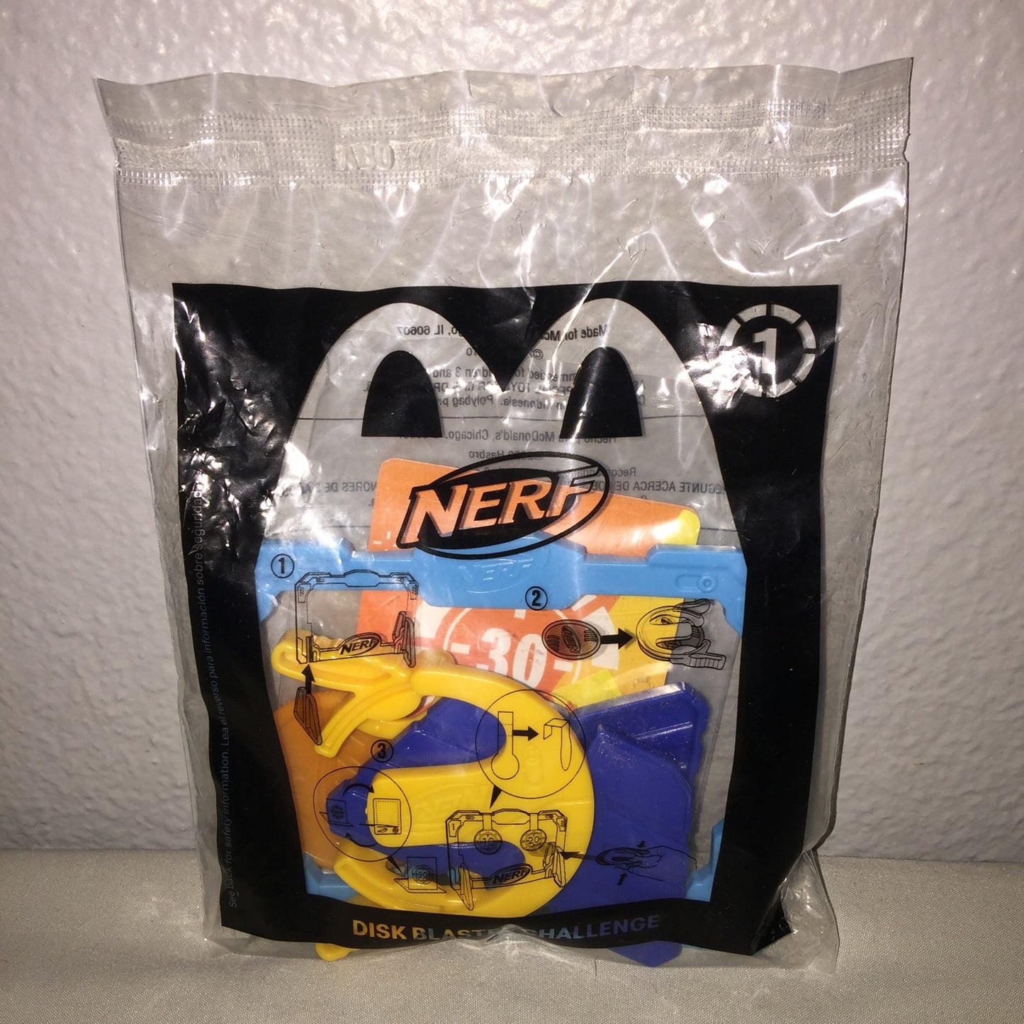 New 3 Nerf #1 / #2 / 5 Disk Blaster / Hoop / Sink Disk McDonald's FF Toy Lot