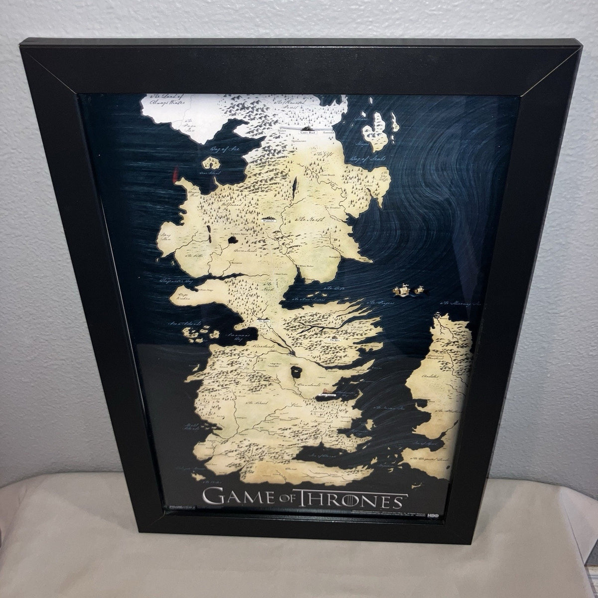 HBO Game Of Thrones Old World Westeros Map 20 x 14” 2015 Framed Print *NOT GLASS