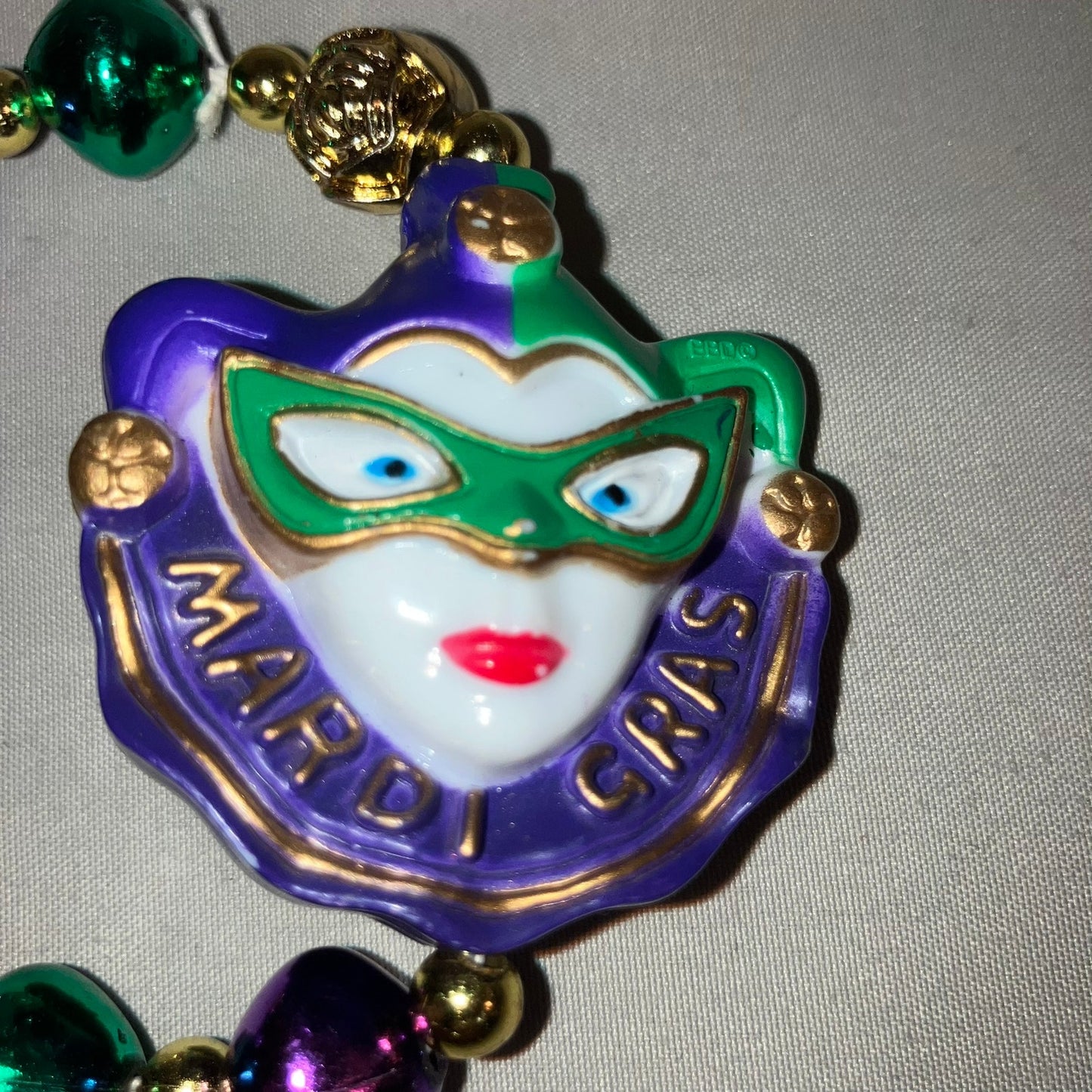 Joker Jester Mardi Gras New Orleans Vintage Bbd Two Side Stretch Bead Bracelet