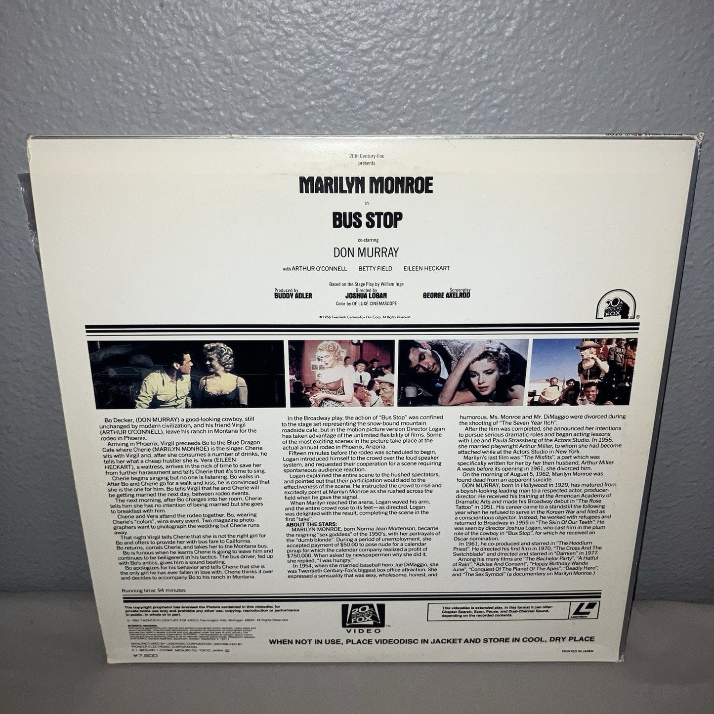 Laser Disc Bus Stop Japanese Market Version Marilyn Monroe Shipped From USA
