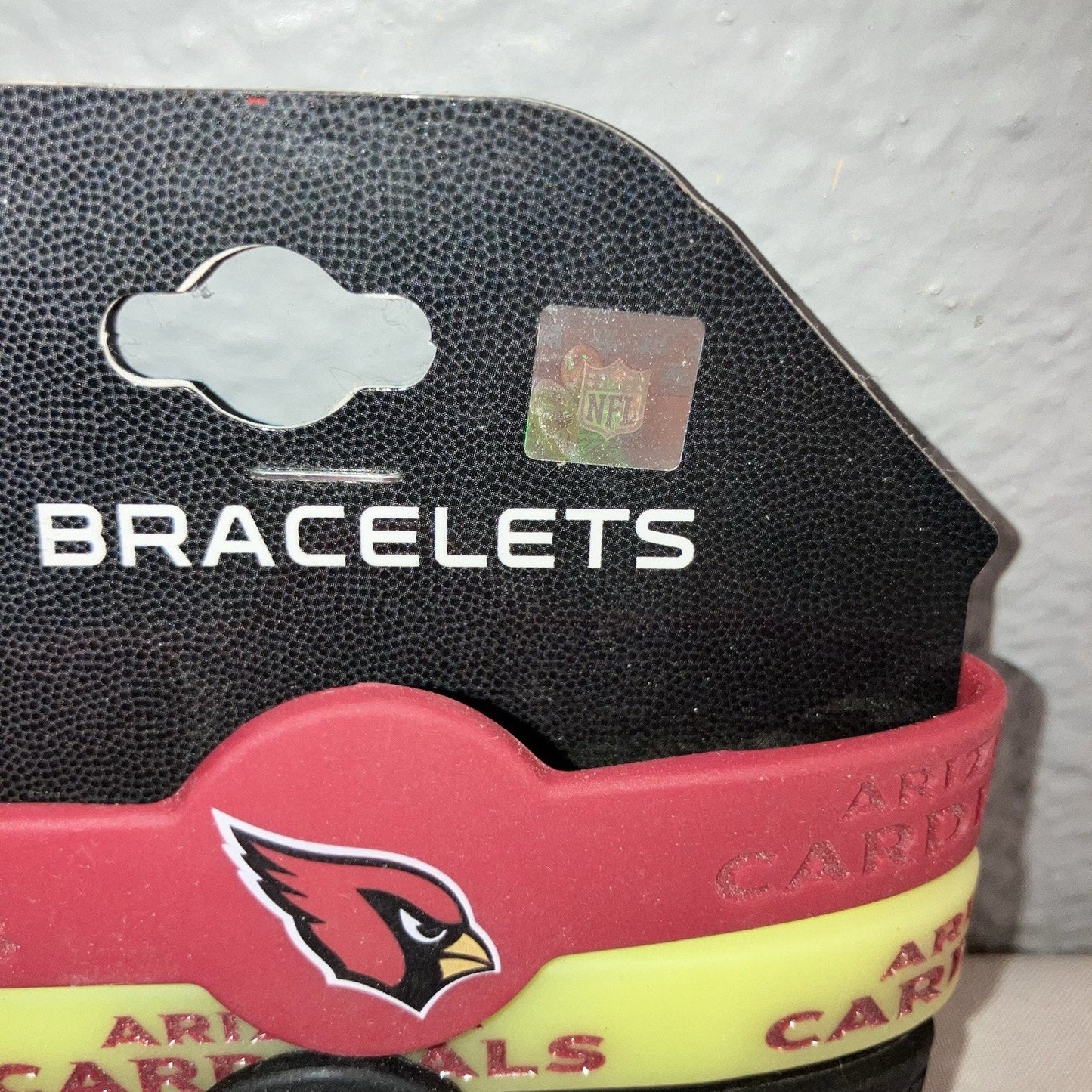 New Arizona Cardinals Silicone Bracelets 4 Color Pack Black White Red Yellow