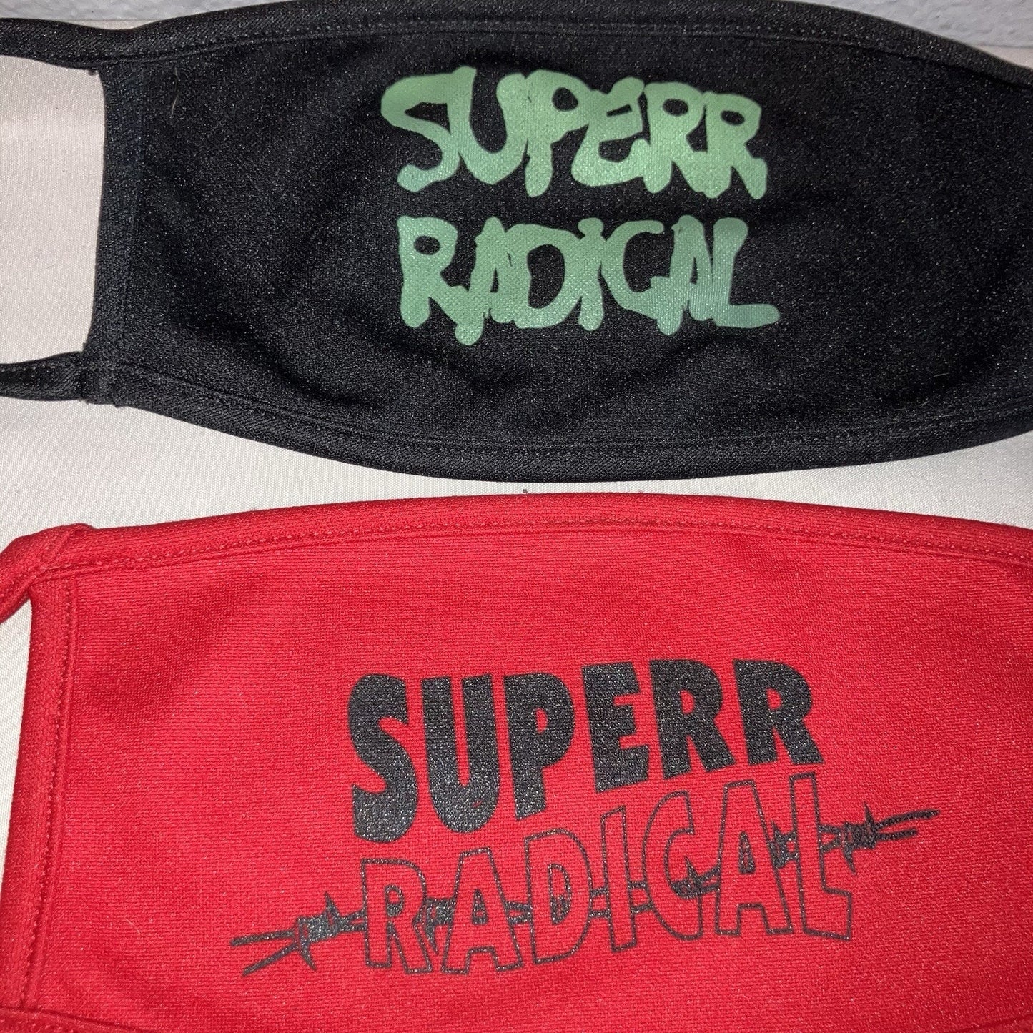 Superrradical Green Logo / Red Wire Logo Face Mask Lot Bundle Used Great Shape
