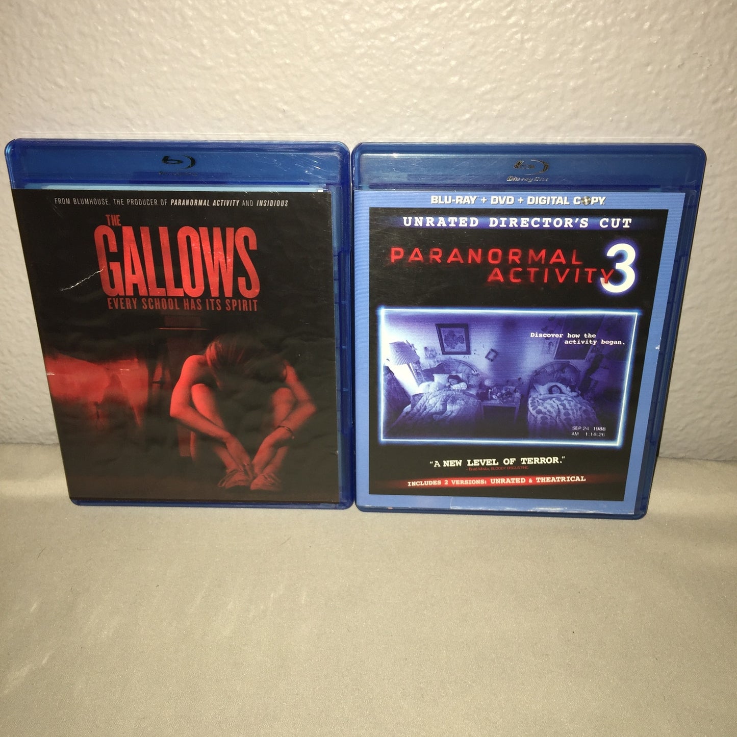 BLU-RAY / DVD USED The Gallows / Paranormal Activity 3 Realistic Camera Horror