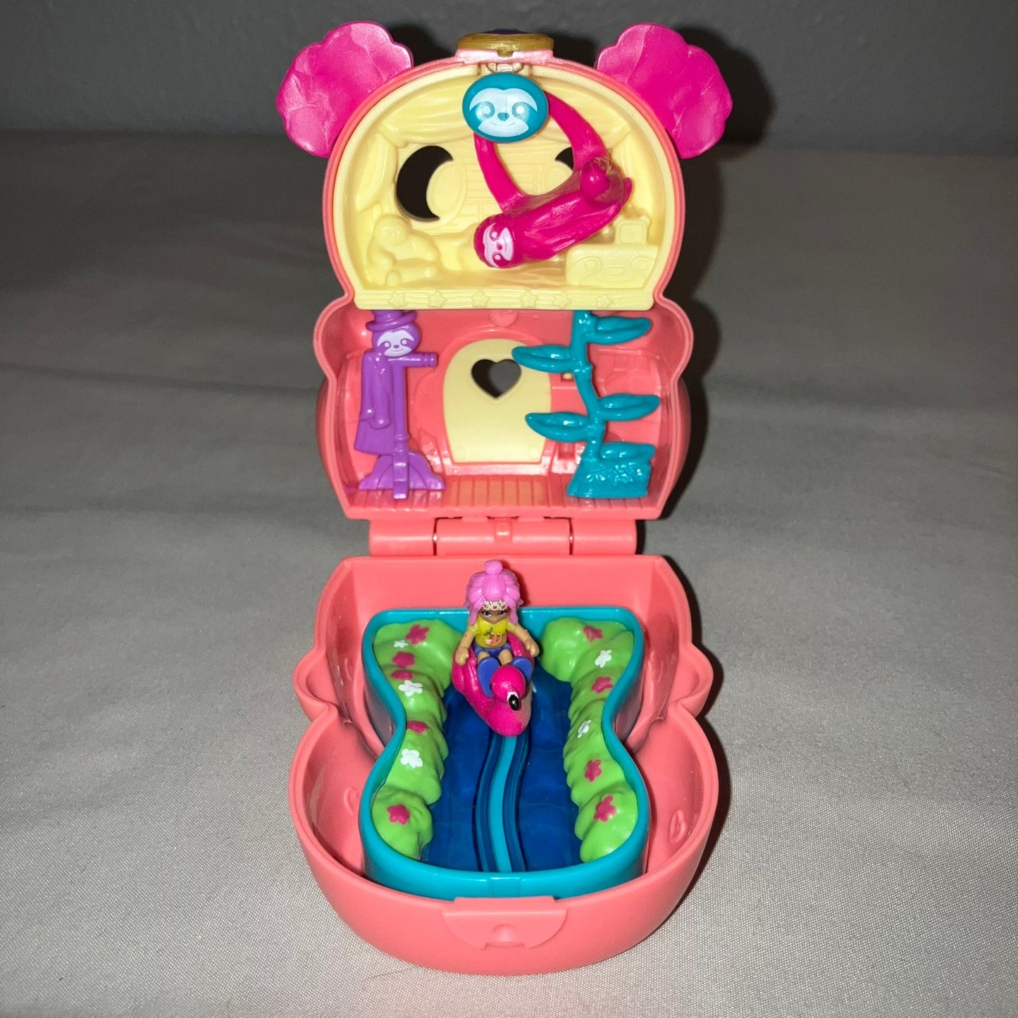 Polly Pocket Flip And Find Sloth Compact Playset *W Original Doll But No Sloth*