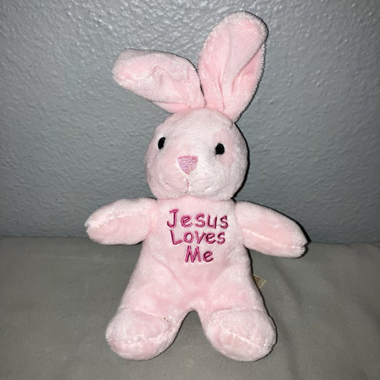 Dan Dee Singing Bunny Rabbit Jesus Loves Me 10" Pink Plush Easter Stuffed Animal