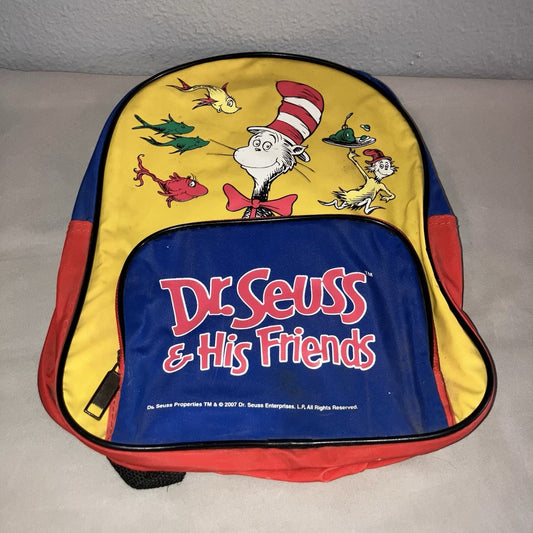 Bag Kids Dr. Seuss and His Friends 1997 Backpack Bookbag School W Cat In The Hat