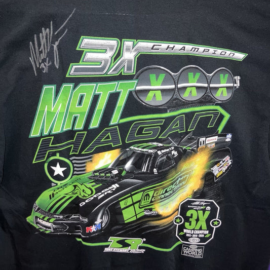 Signed Matt Hagan Large Size T Shirt Funny Car 3x Xxx Champion Autograph Tsr Srt
