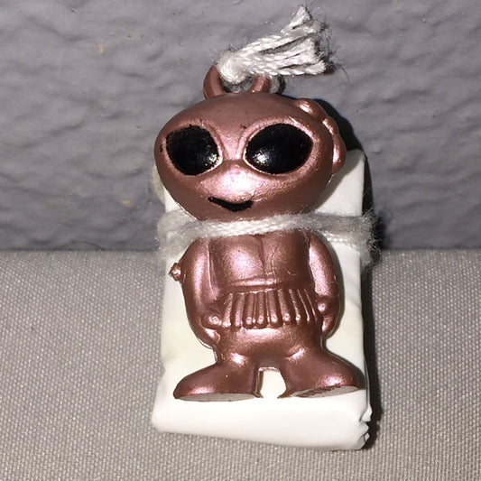 Vintage 1990s Alien Girl W Bow / Skirt Rose Gold Color Parachute Parachuter Toy