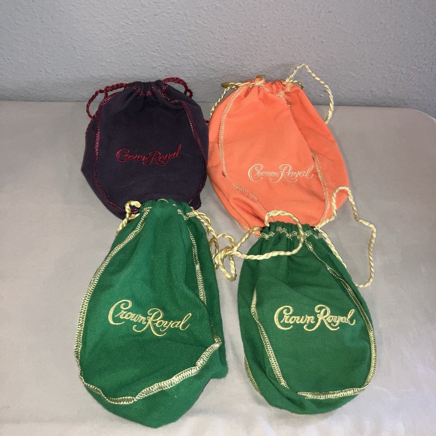 Crown Royal Whiskey Blackberry / Peach Bag / Box + Big / Small Apple Bags Lot