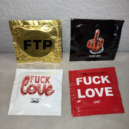 4 Pack Ftp Half-Evil Gnarcotic Brand F*** Love White / Rare Red 4x Condom Bundle