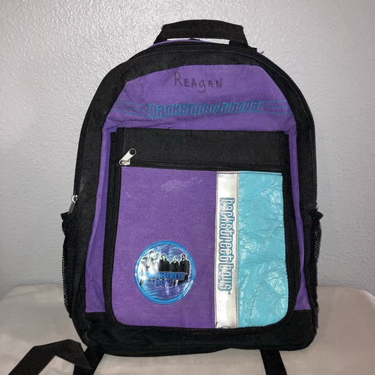 Backstreet Boys Purple Blue Black School Bag Backpack Vintage Used Name Written