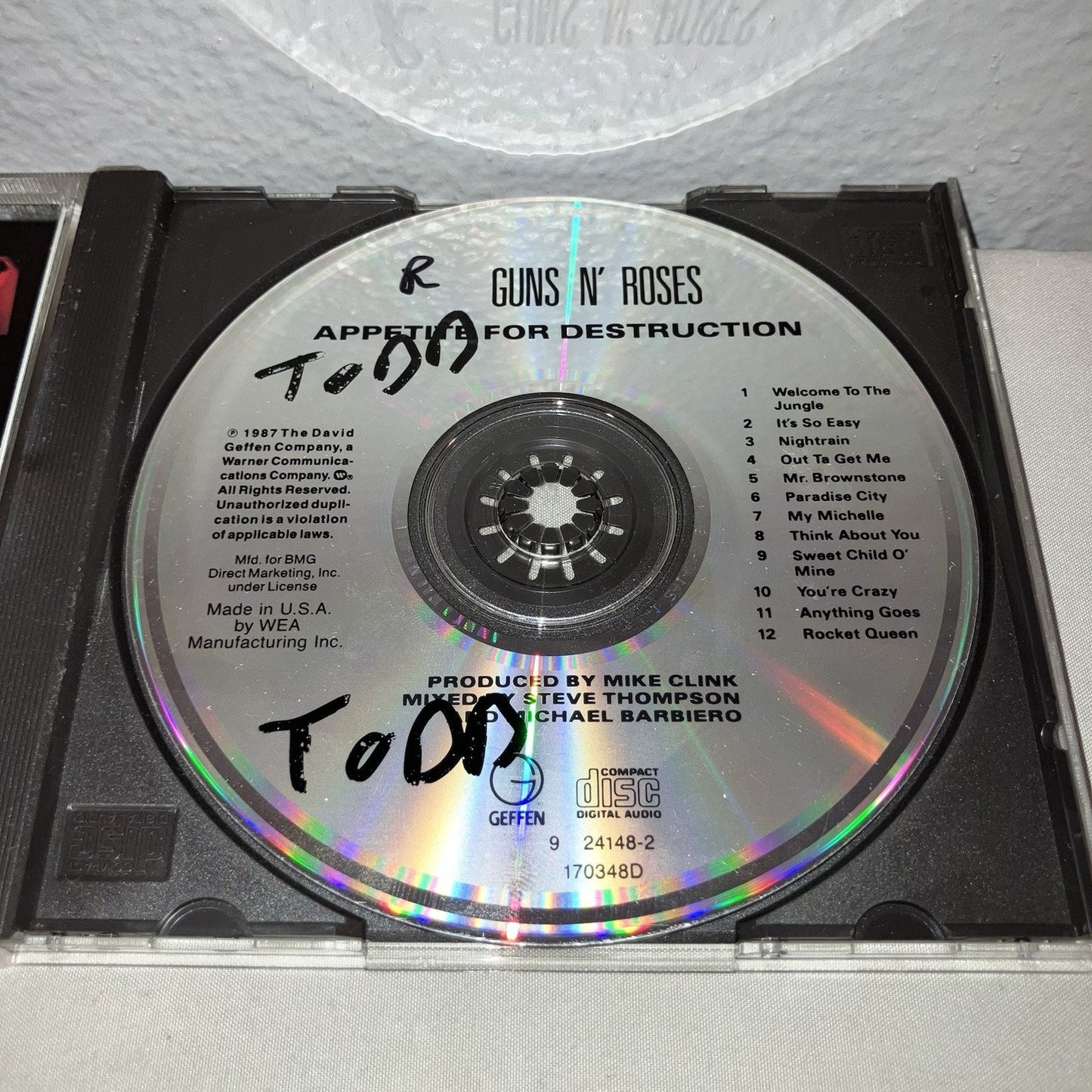 Cd Used Guns N' Roses Appetite For Destruction '87 Missing Back Inlay Track List