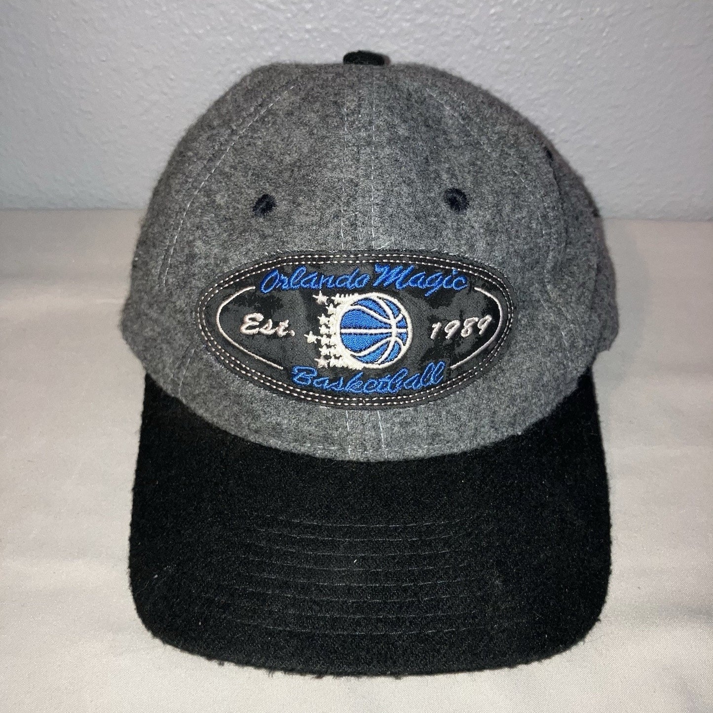 Orlando Magic Vintage Wool Hat Cap Sports Specialties Black Gray Strap Back Used