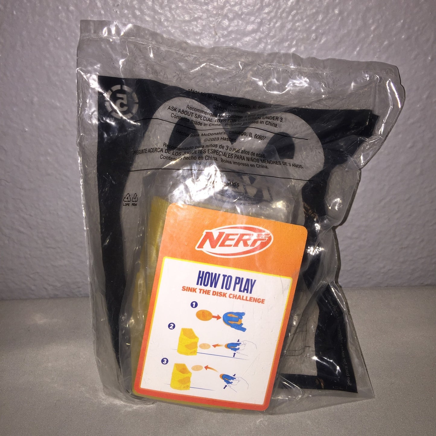 New 3 Nerf #1 / #2 / 5 Disk Blaster / Hoop / Sink Disk McDonald's FF Toy Lot