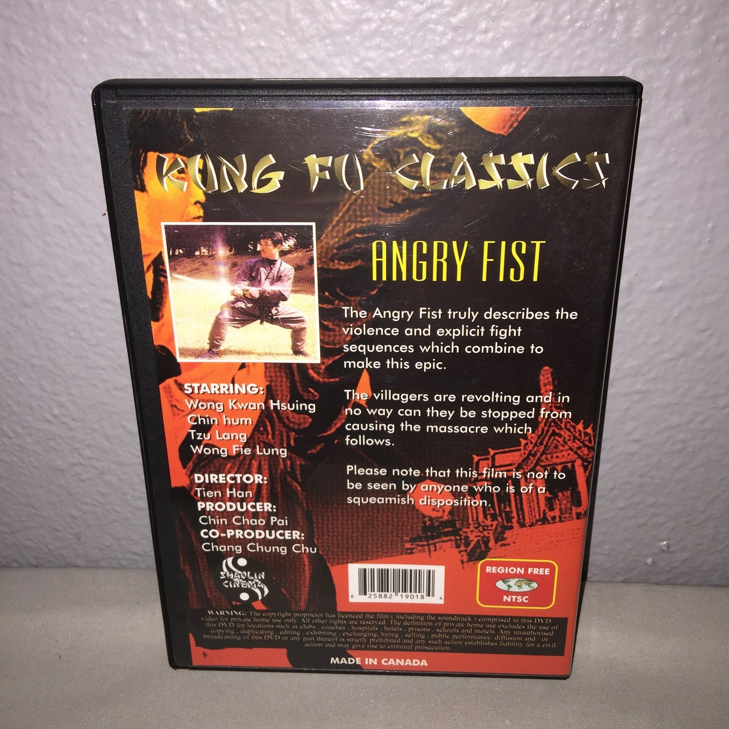 Dvd Used Kung Fu Classics Angry Fist Shaolin Cinema Vintage Martial Arts Movie